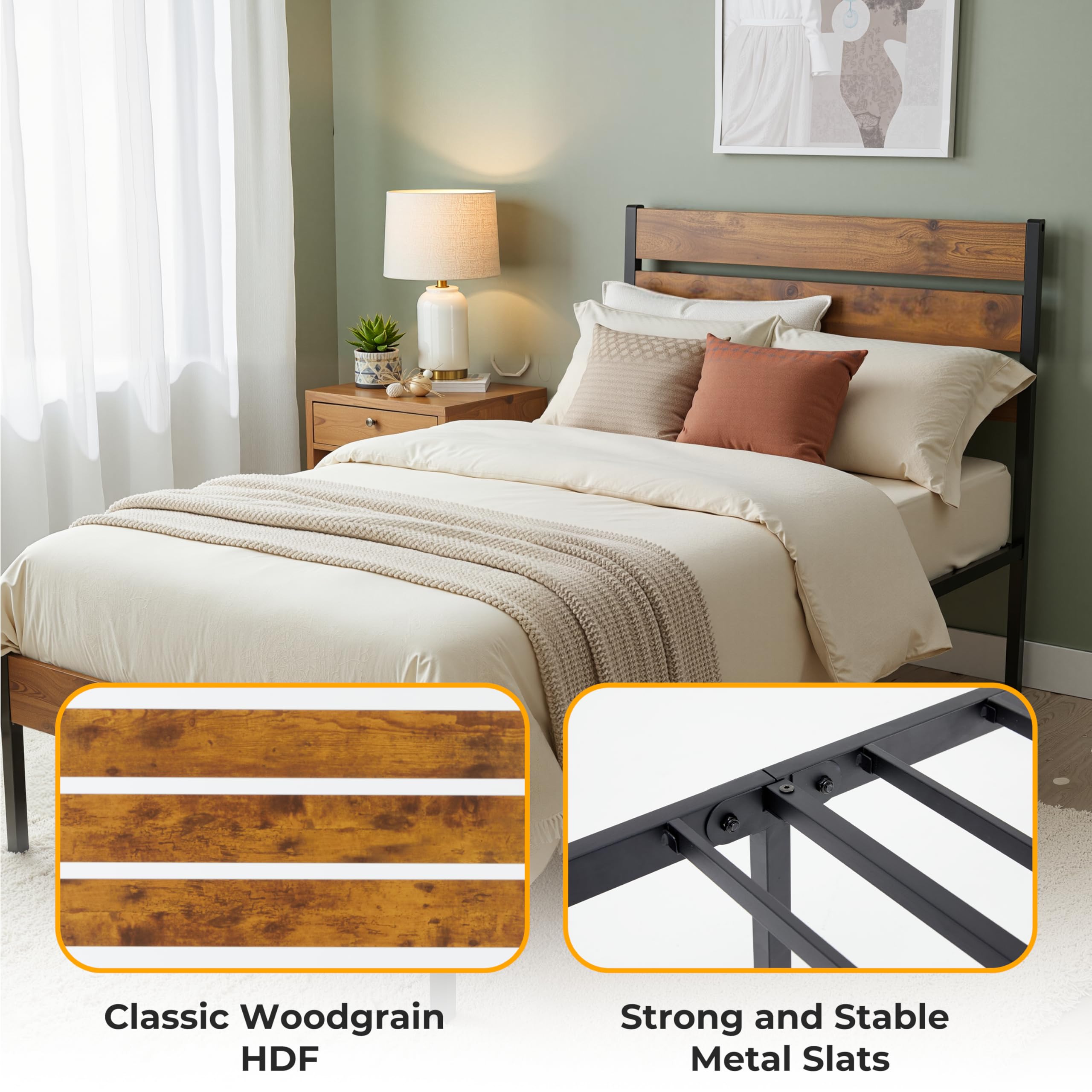 Amazon.com: Simple Deluxe Twin Size Bed Frame with Headboard